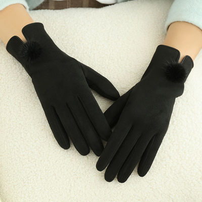 Black Women Winter Warm Woolen Hand Gloves Touch Screen Sensitive Mittens