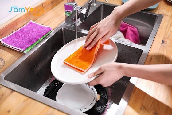 Household Super Soft Bamboo Dish Towels / Custom Kitchen Towels 30x30cm