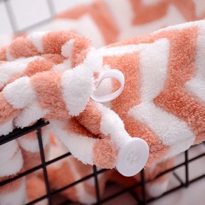 Special Stripes 500gsm Microfiber Turban Towel Water Absorbent Fluffy Coral Fleece