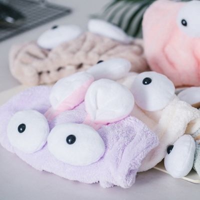Cute Cartoon 3D Ears Anti Frizz Micro Hair Towel Turban For Long Hair