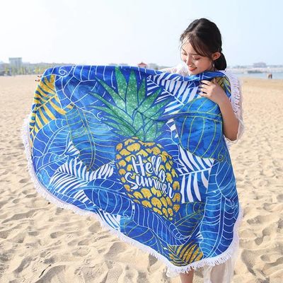 Round Personalized Beach Towels Pineapple Microfiber Surf Towel For Women Men Kids