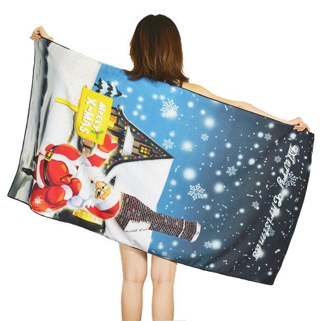 Designer Recycled Microfiber Christmas Beach Towels Quick Dry 400gsm