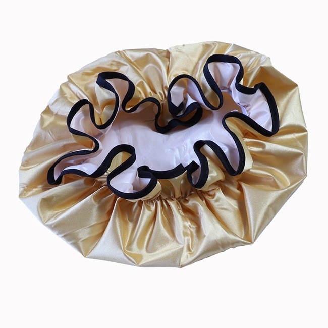 Custom Logo Washable Bath Bouffan Shower Cap PEVA Lined For Long Hair